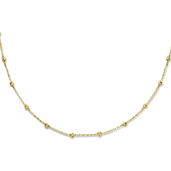 collier bolletjes gediamanteerd 2,5 mm  40 - 42 - 44 cm 14K geelgoud