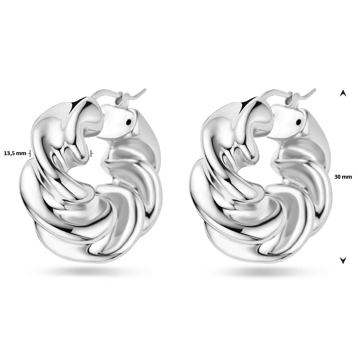 aros retorcidos 30 mm plata rodiado