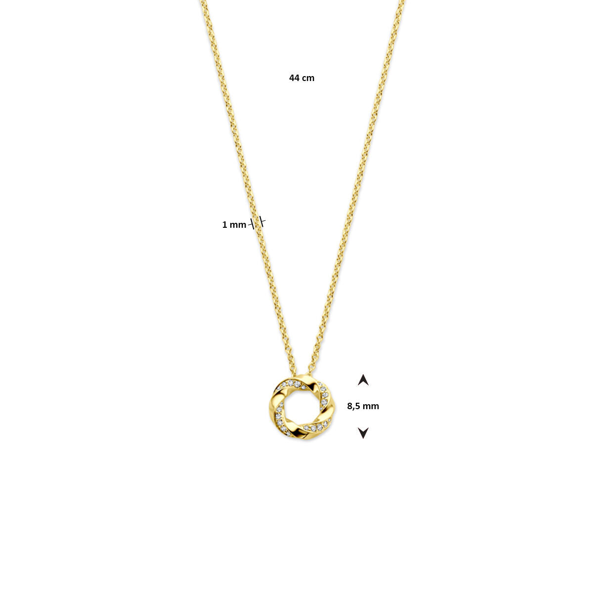 collar diamante 0.06ct h si 44 cm oro amarillo 14K