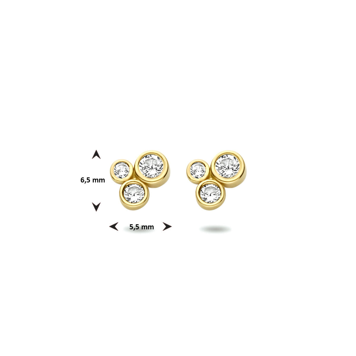 pendientes de botón zirconia 14K oro amarillo