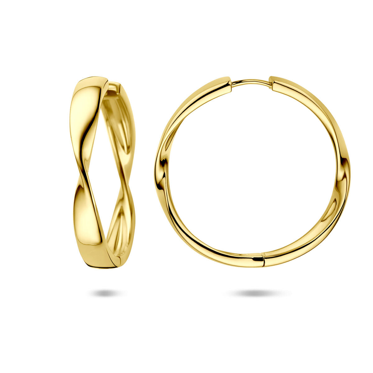 Aros chapados en oro de plata de mujer – 40 x 5.5 mm