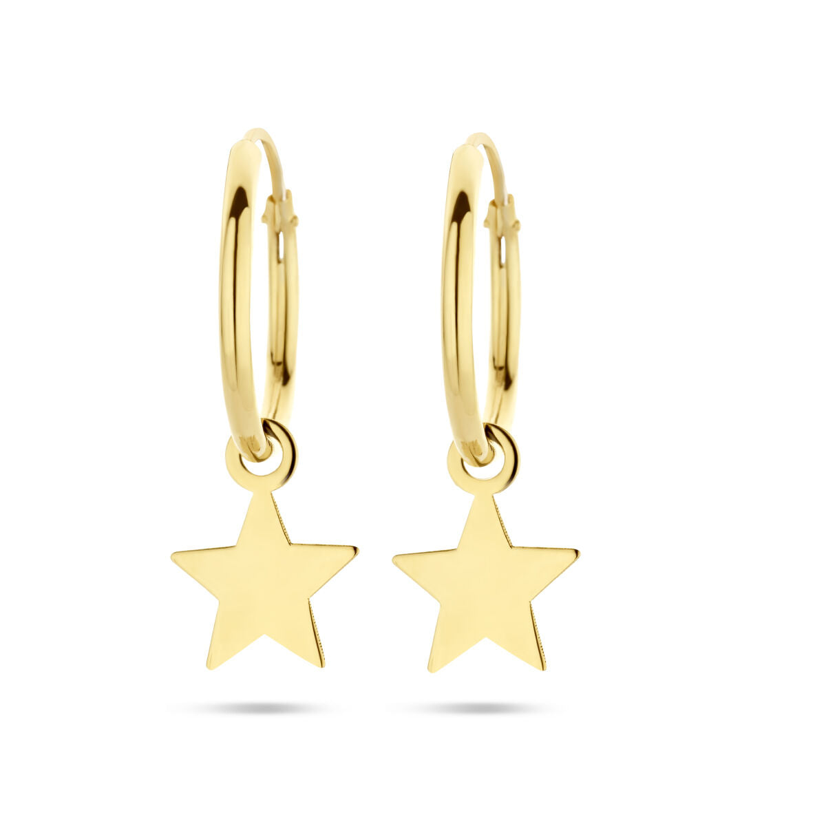Aros de oro amarillo de 14 quilates con colgante en forma de estrella.
