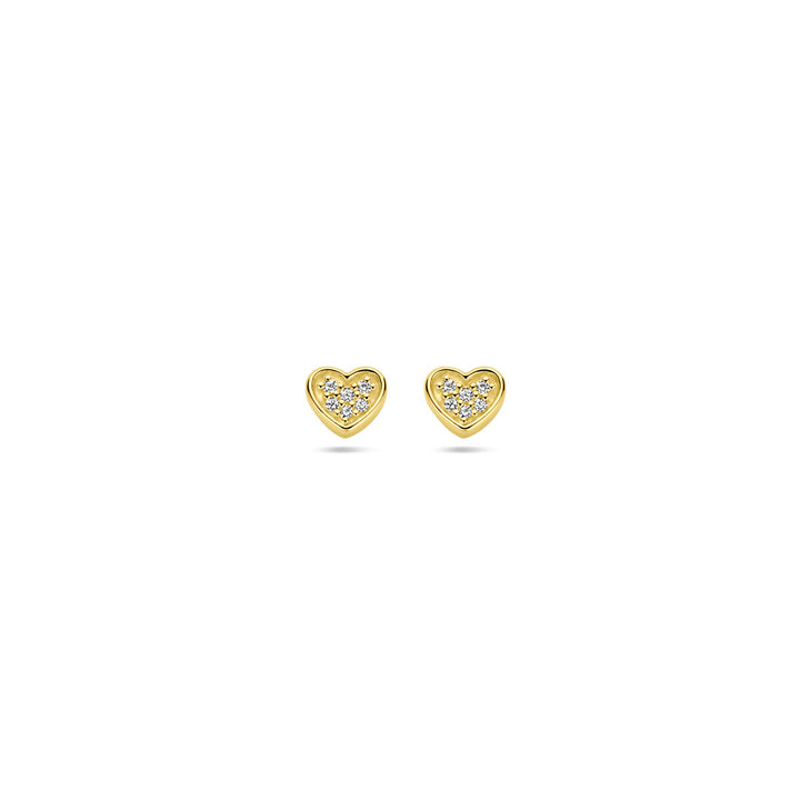 oorknoppen hart diamant h si 14K geelgoud