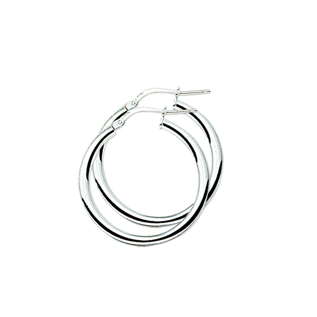 Aros de tubo redondos en plata rodiada.