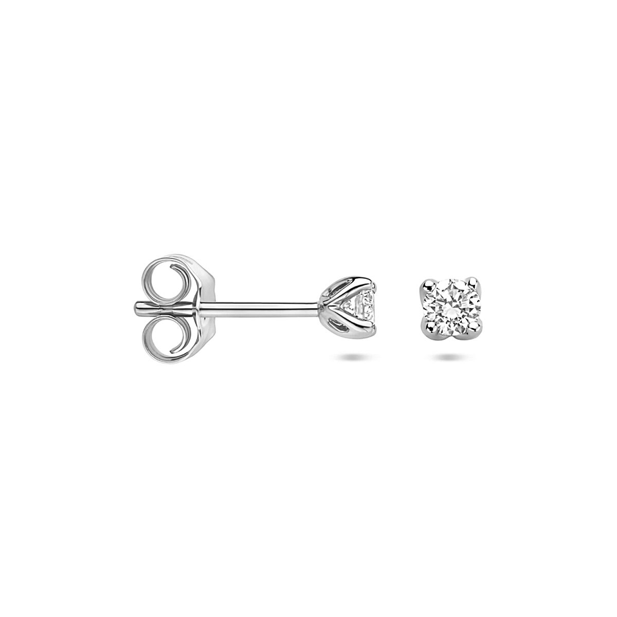 pendientes de botón diamante cultivado en laboratorio 0.20ct. (2x 0.10ct) h si 3,25 mm 14K oro blanco