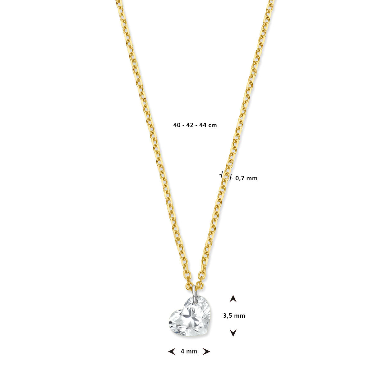 collar corazón diamante 40 – 42 – 44 cm 0.20ct g si 18K oro amarillo