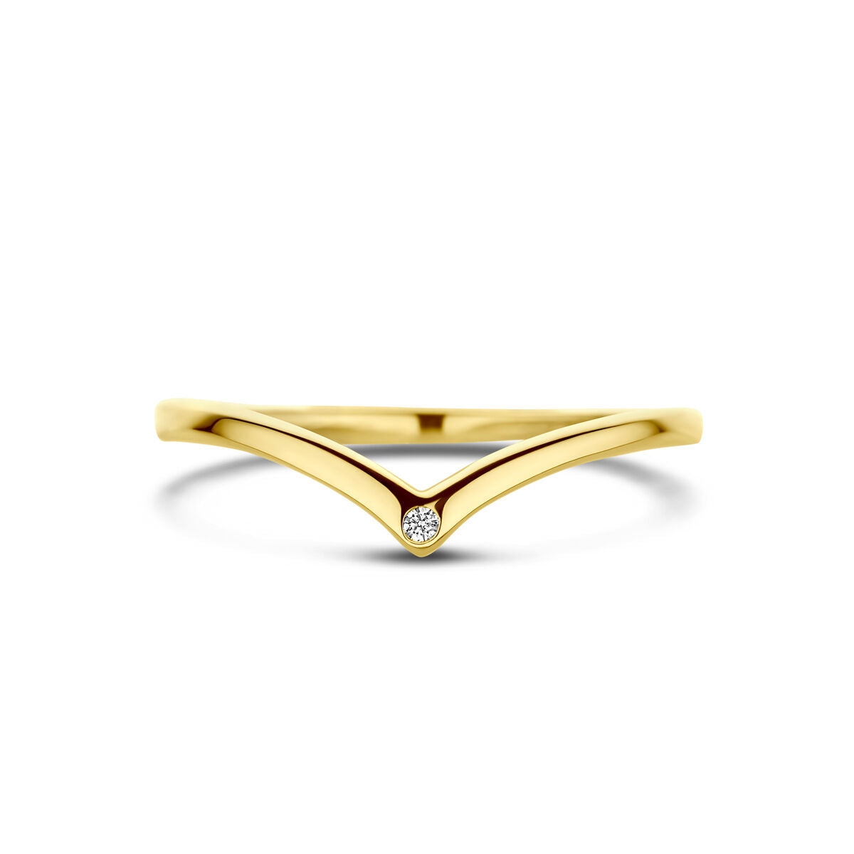 anillo de zircón en oro amarillo de 14K