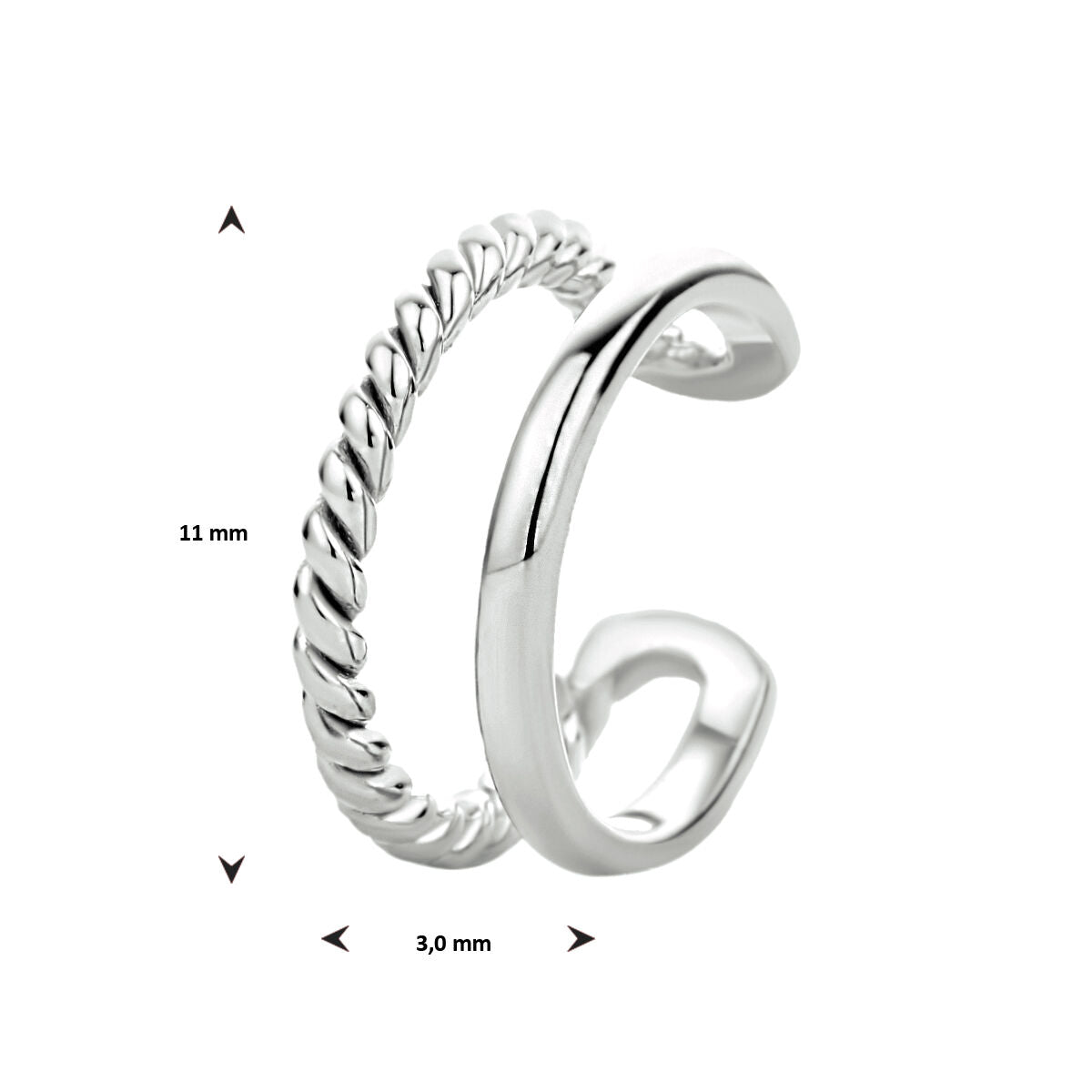 earcuff de plata rodiado
