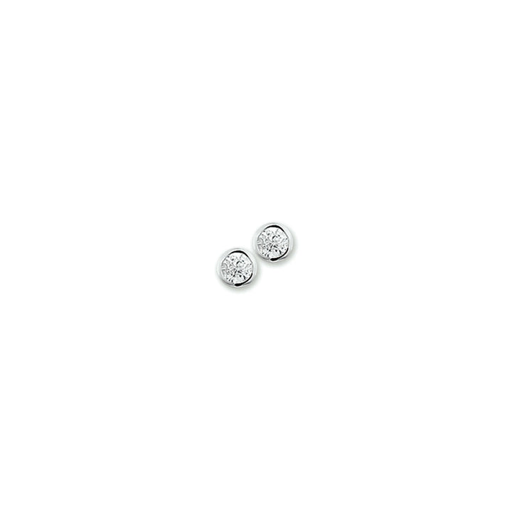 Pendientes de primera puesta de plata rhodium con circonitas brillantes.