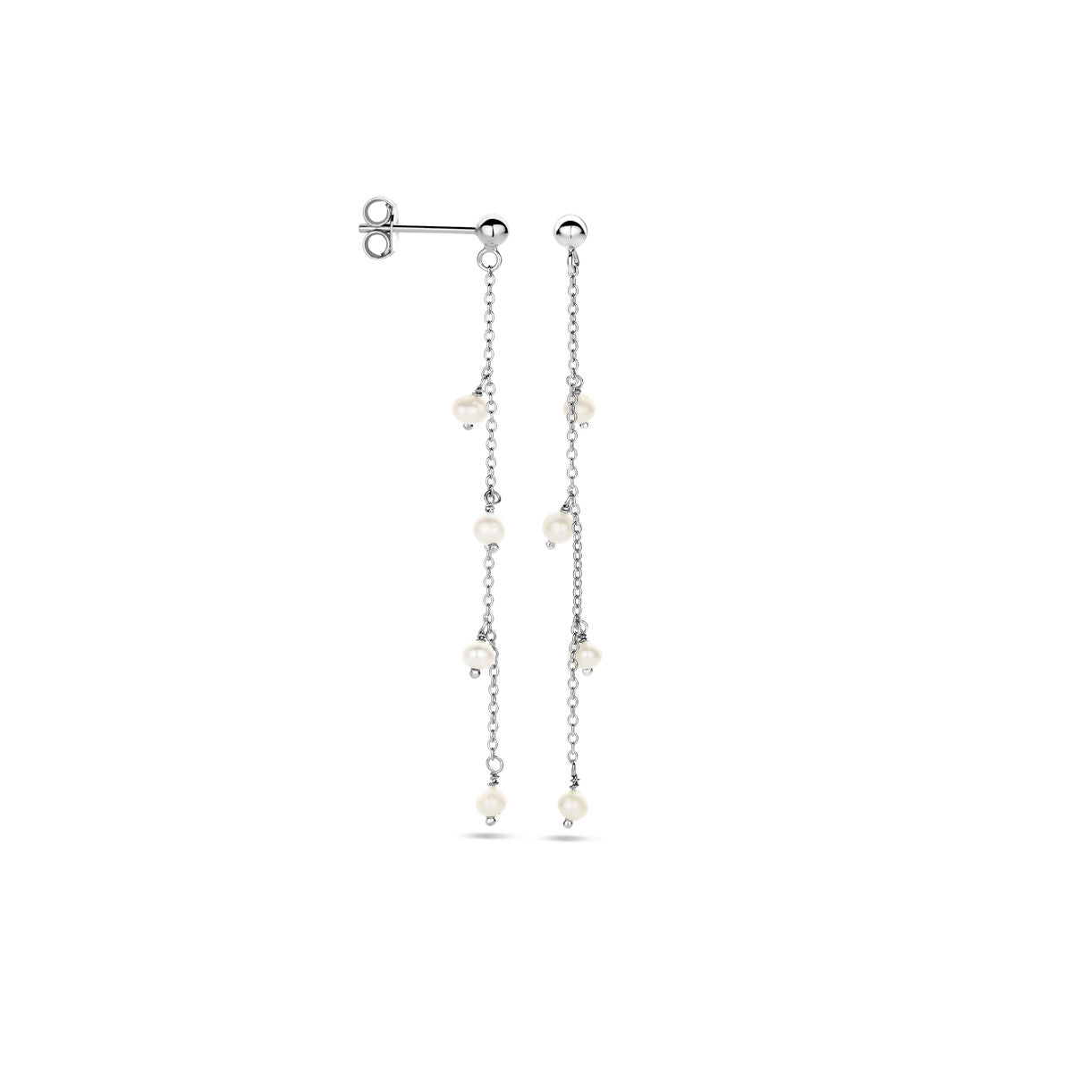 pendientes de perla plata rodiada