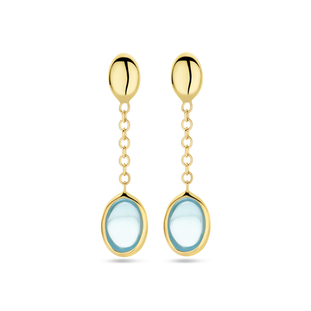 pendientes topacio azul 26 mm 14K oro amarillo