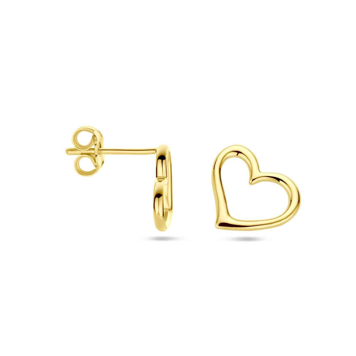 pendientes de botón corazón 1 micrón plata chapado en oro amarillo