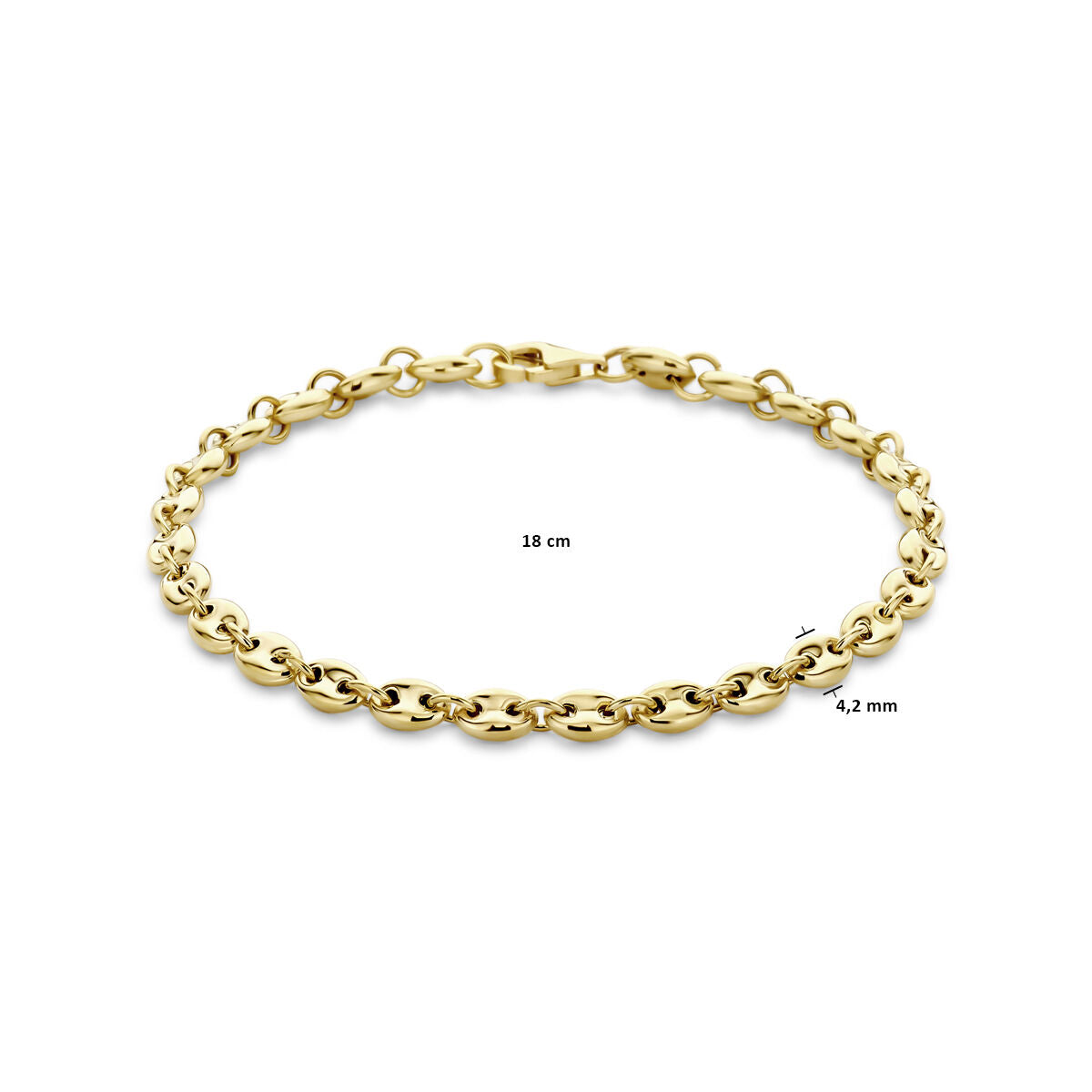 pulsera grano de café 4,2 mm 18 cm 14K oro amarillo