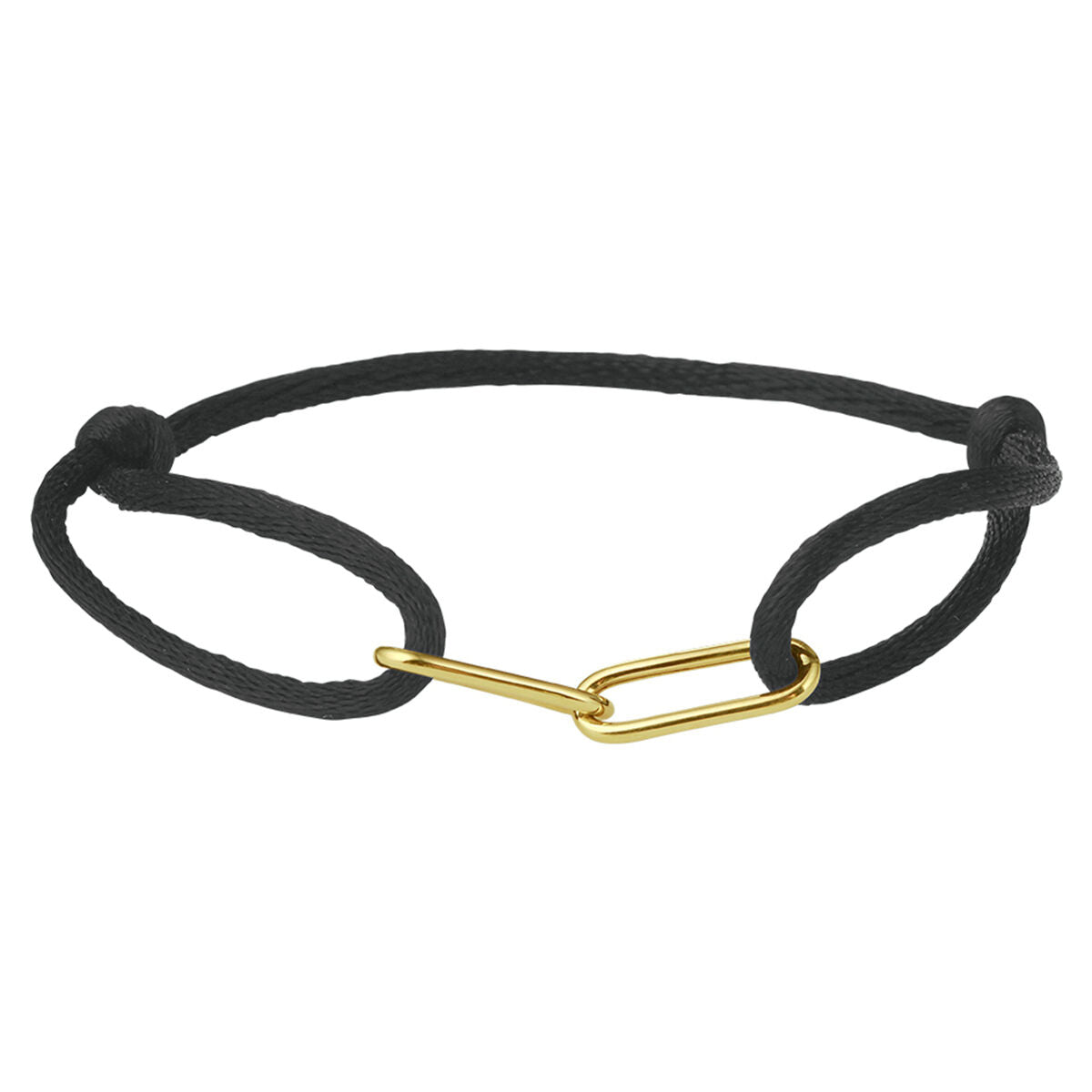 Pulsera de satén en oro de 14K con detalles de goma y nylon, de forma sencilla y moderna.