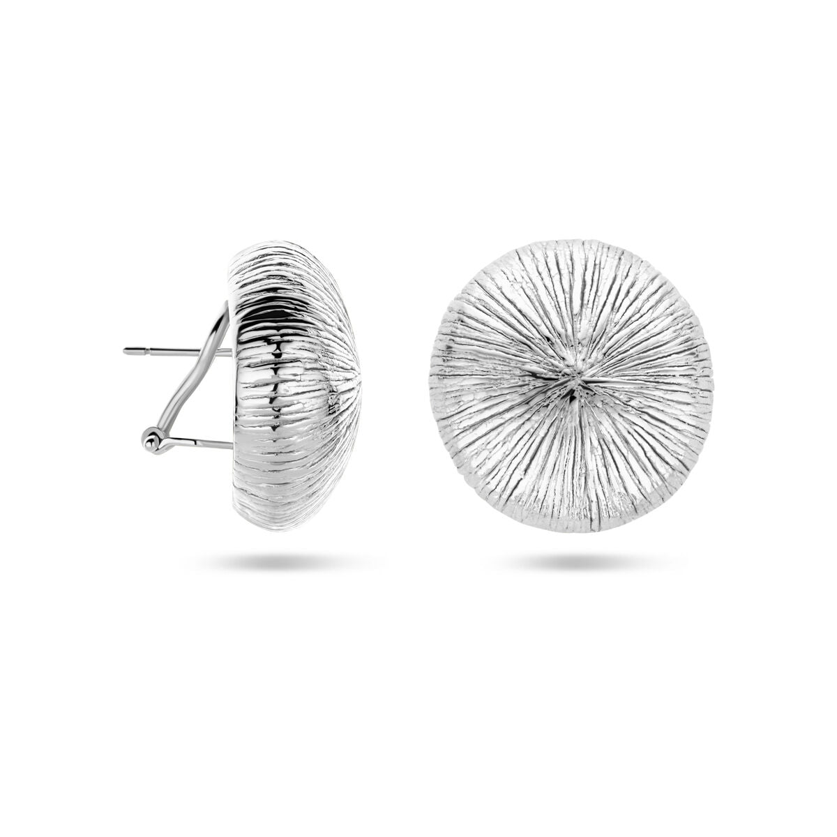 pendientes de botón 25 mm plata rodiado