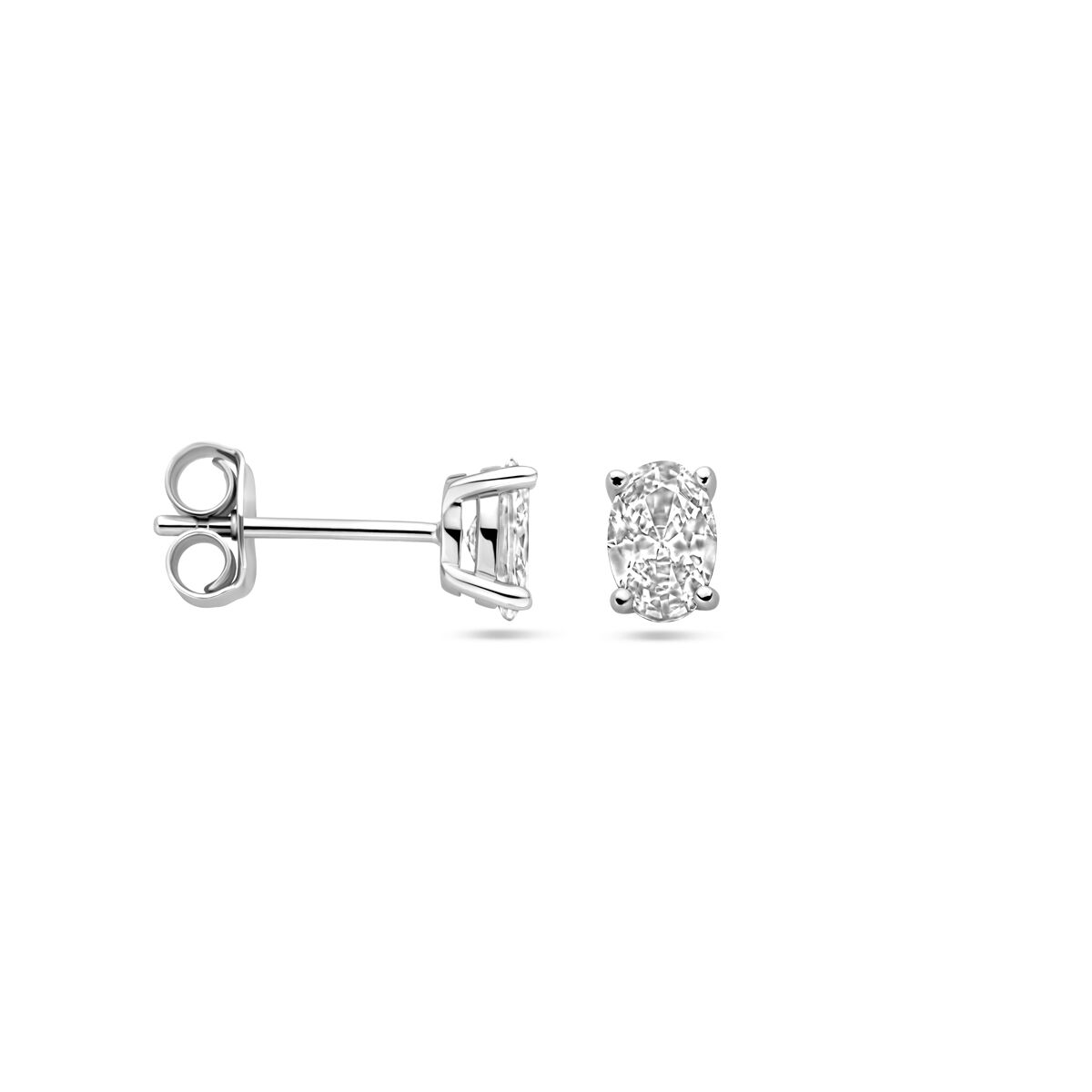 pendientes de botón circonita plata rodiado