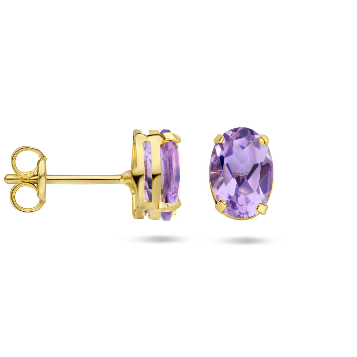 pendientes de botón amatista 14K oro amarillo