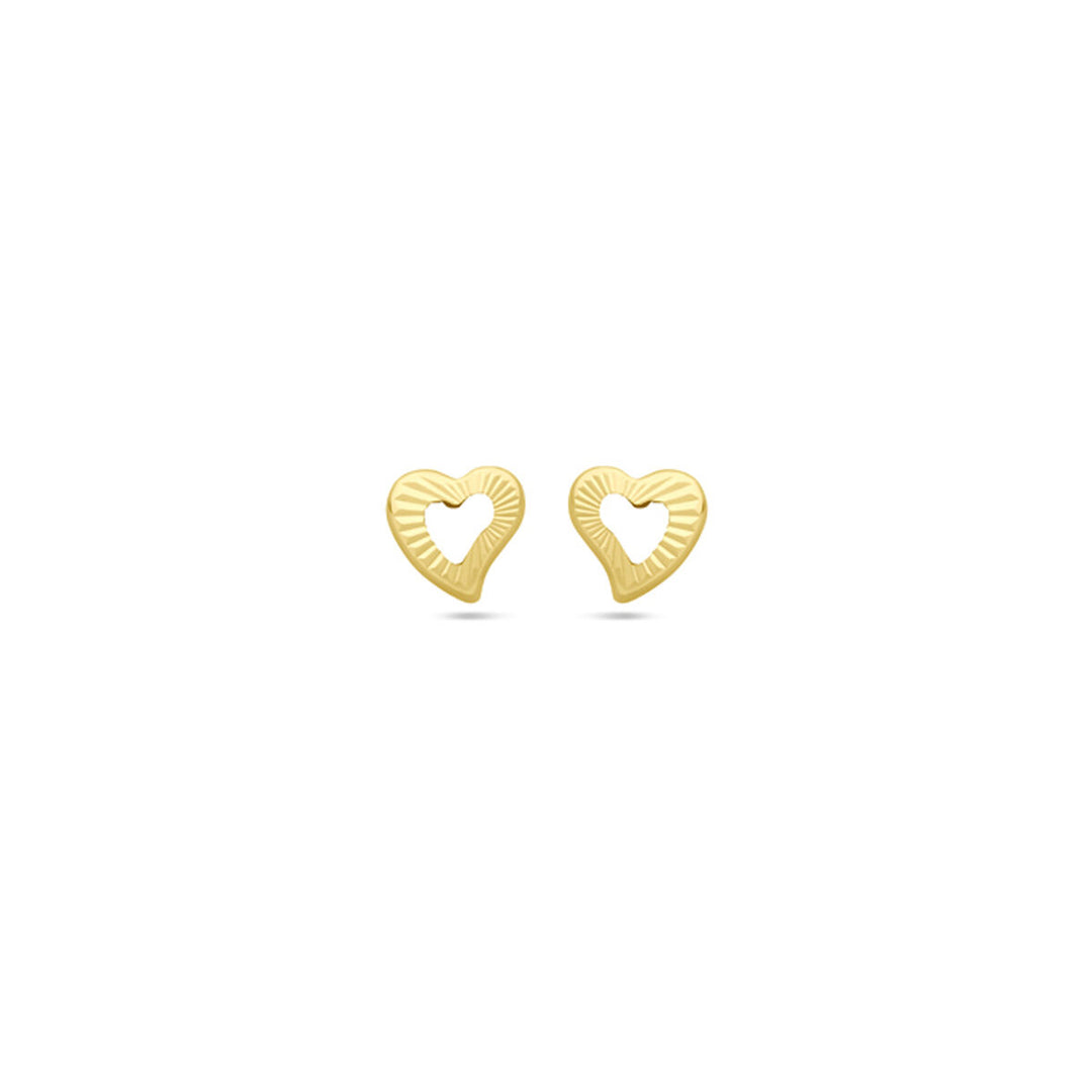 oorknoppen hart 4,5 mm 14K geelgoud