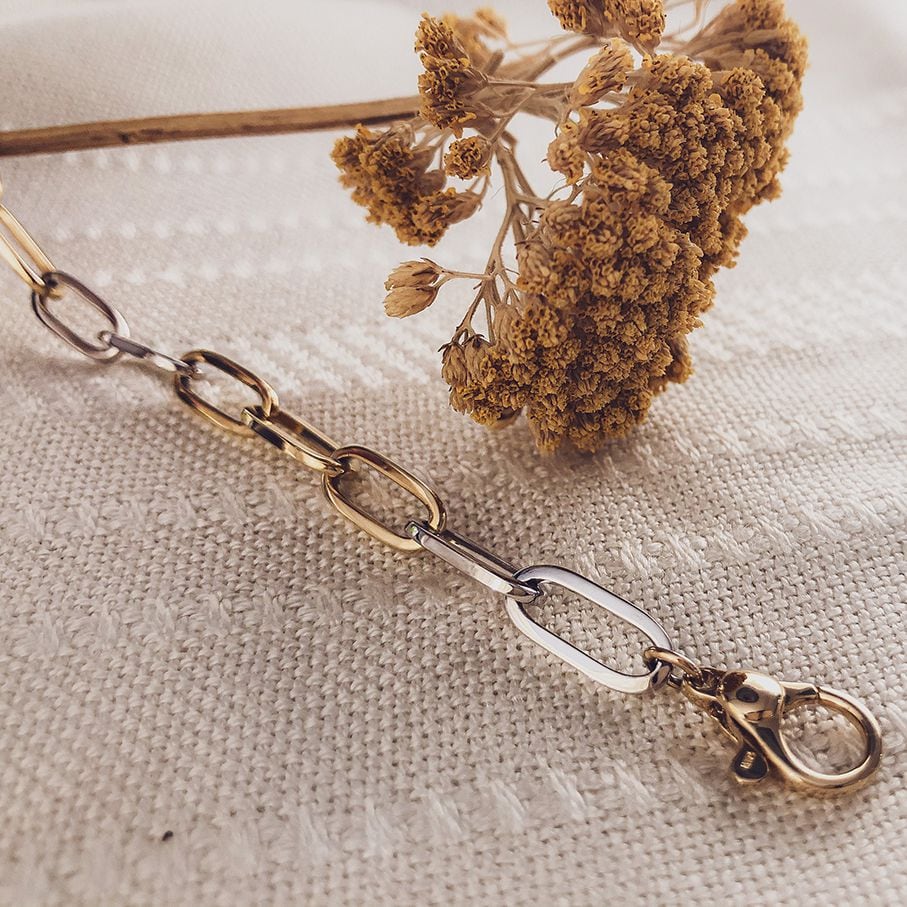 Pulsera de oro amarillo/blanco de 14 quilates de mujer – 20 cm – Lujo y Atemporal