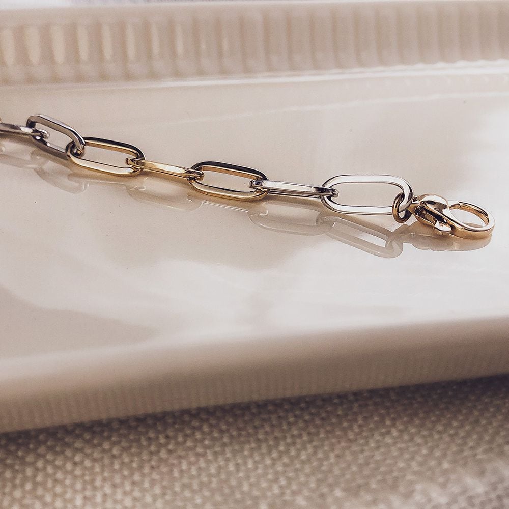 Pulsera de oro amarillo/blanco de 14 quilates de mujer – 20 cm – Lujo y Atemporal