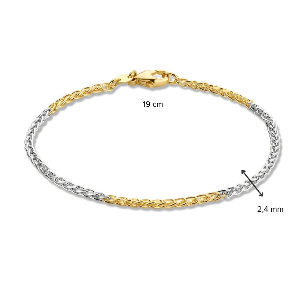 Elegante Pulsera de 14 Quilates para Dama – Oro Amarillo/Oro Blanco