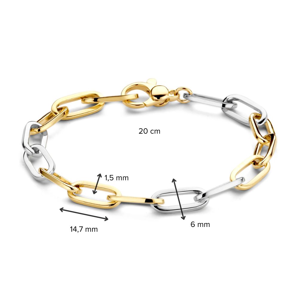 Pulsera de oro amarillo/blanco de 14 quilates de mujer – 20 cm – Lujo y Atemporal
