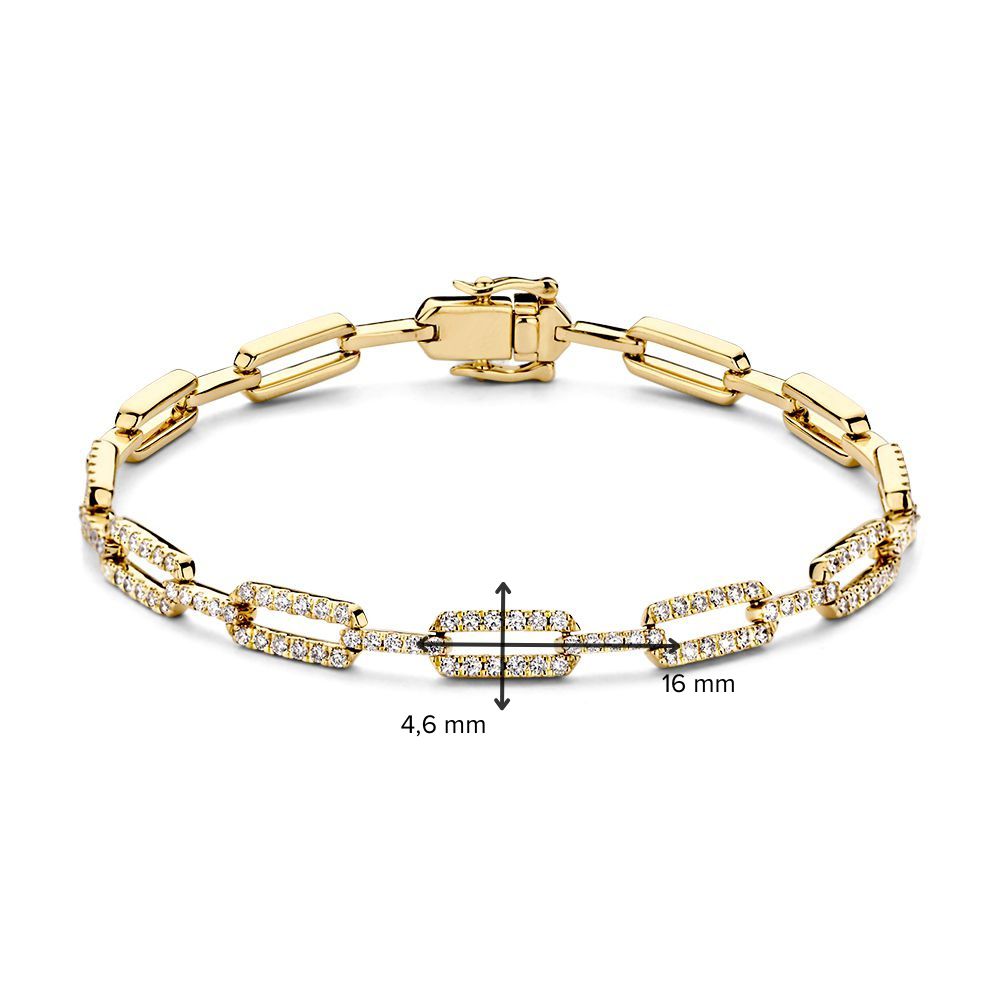 Pulsera de oro amarillo con diamantes – 14 quilates de oro, 1.00 quilate de diamante, pulsera de lujo de mujer