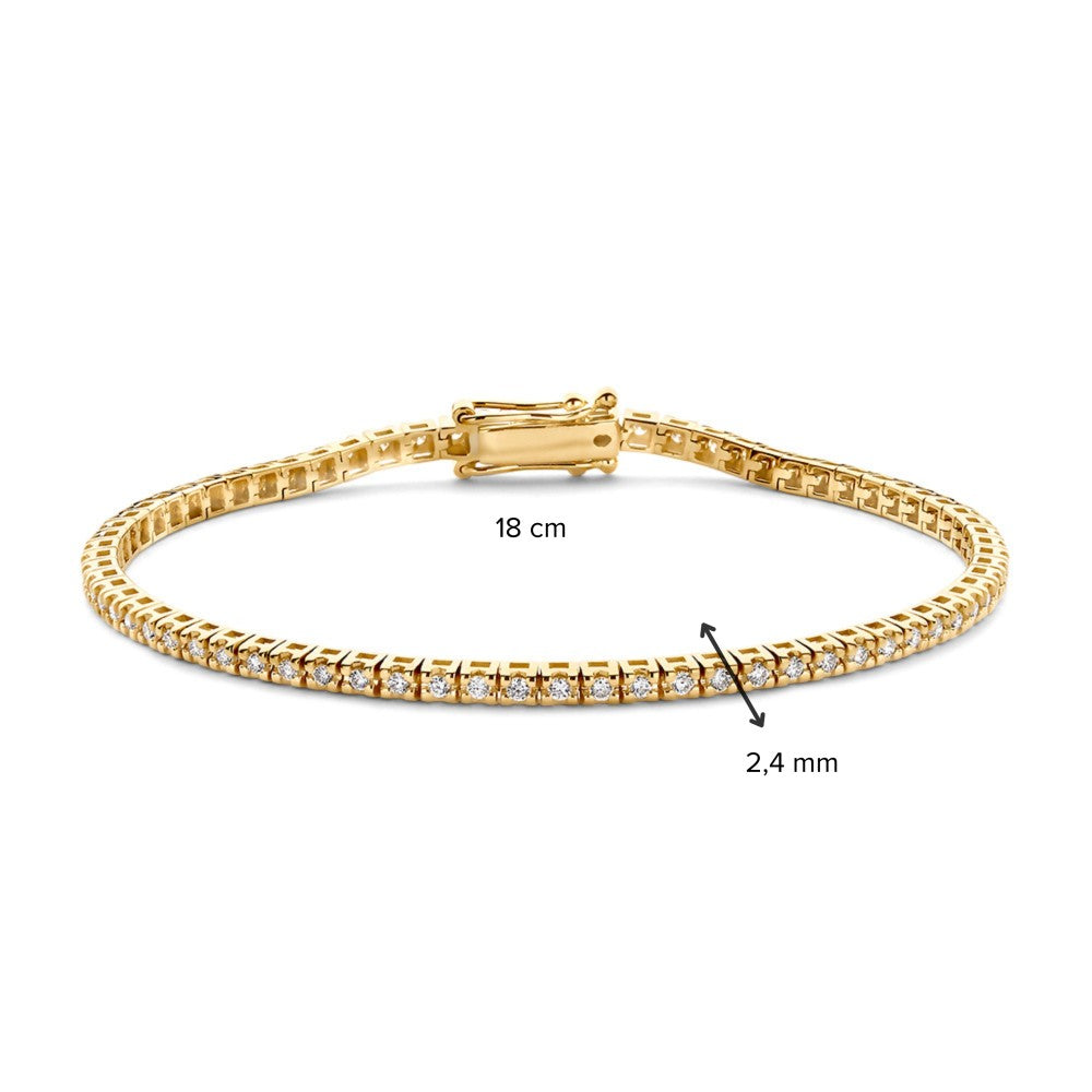 Pulsera de oro amarillo con diamantes – 14 quilates de oro, 1.04 quilates de diamante, pulsera elegante de mujer