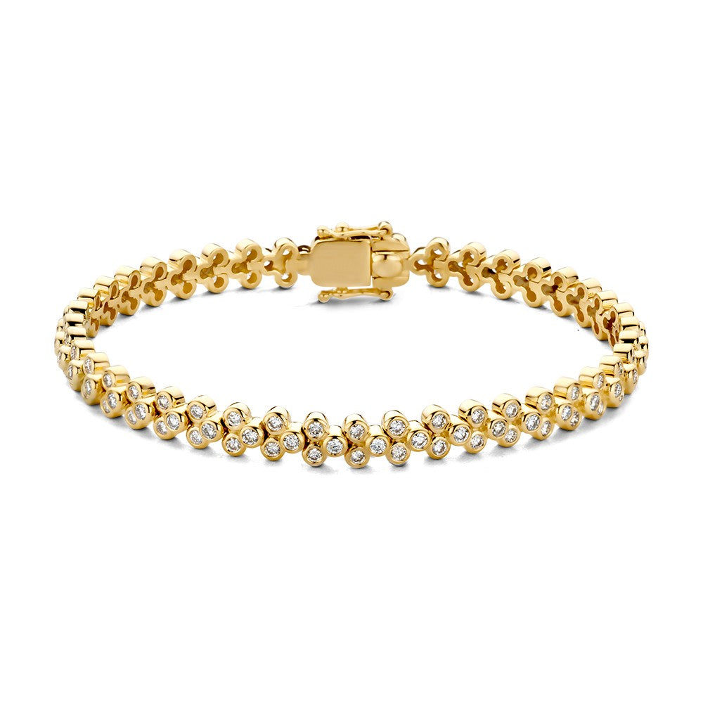 Pulsera de oro amarillo con diamantes de 2.45 quilates, diseño lujoso para damas.