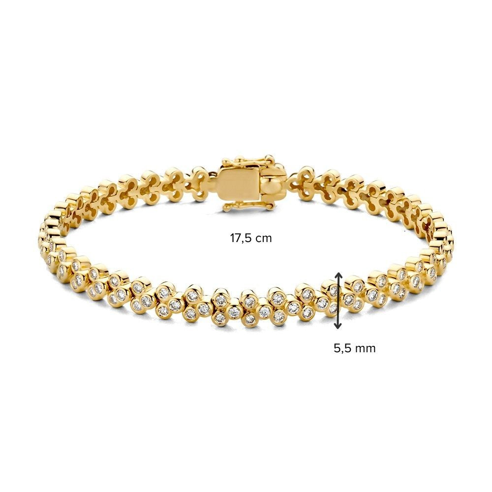 Pulsera de oro amarillo con 2.45 quilates de diamantes – oro de 14 quilates, pulsera de lujo de mujer