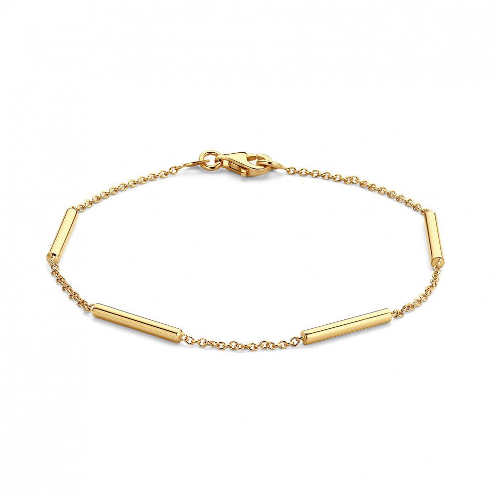 Pulsera de oro amarillo de 14 quilates con detalles alargados, longitud de 19 cm.