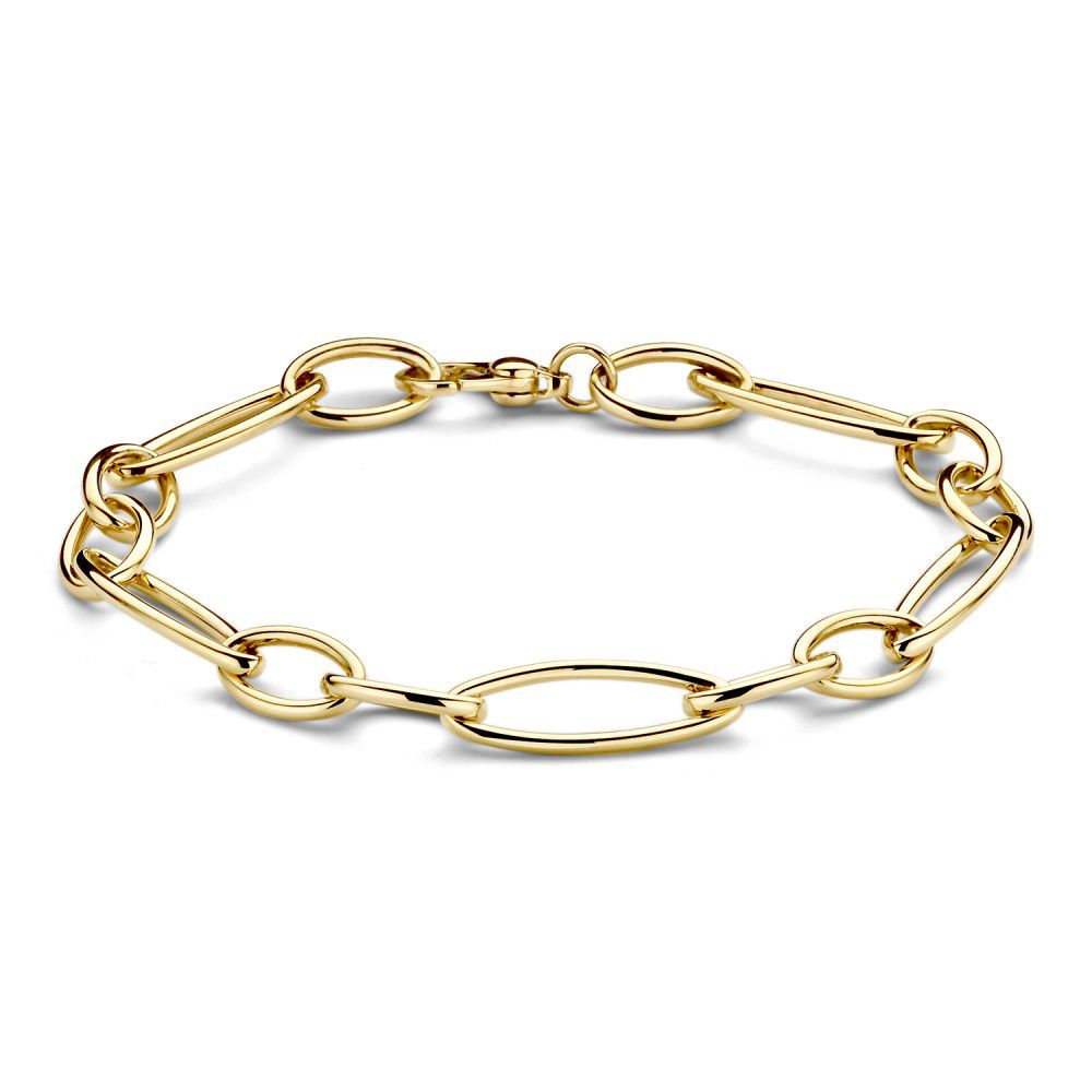 Pulsera de eslabones de oro amarillo de 14 quilates con cierre elegante, 20 cm.