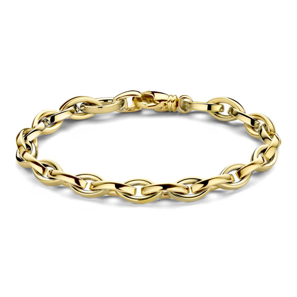 Pulsera de eslabones en oro amarillo de 14 quilates con cierre elegante, 20 cm de longitud.