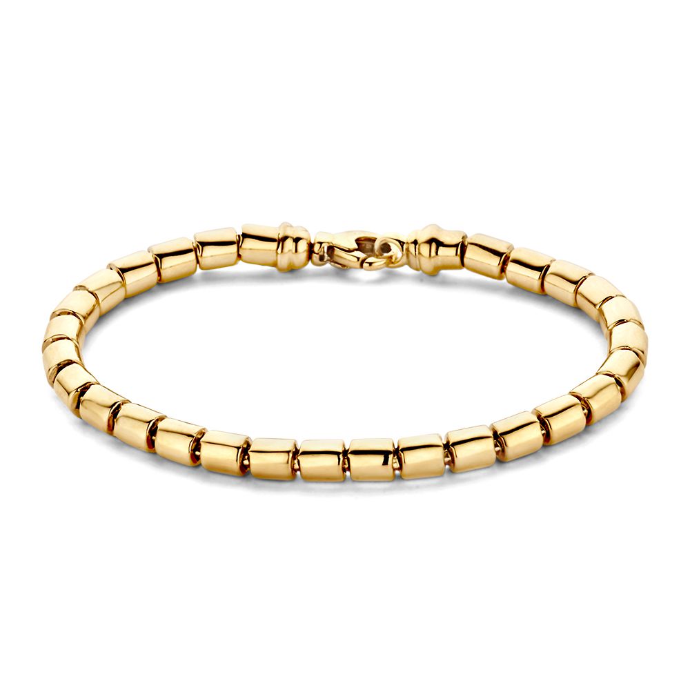 Pulsera de eslabones de oro amarillo clásico con cierre de langosta, 14 quilates, 19,5 cm.