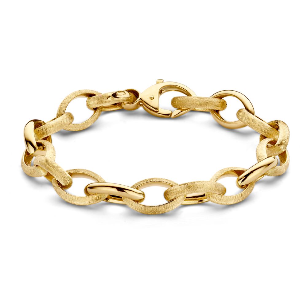 Pulsera de oro amarillo de 14 quilates con eslabones ovalados y acabado brillante.