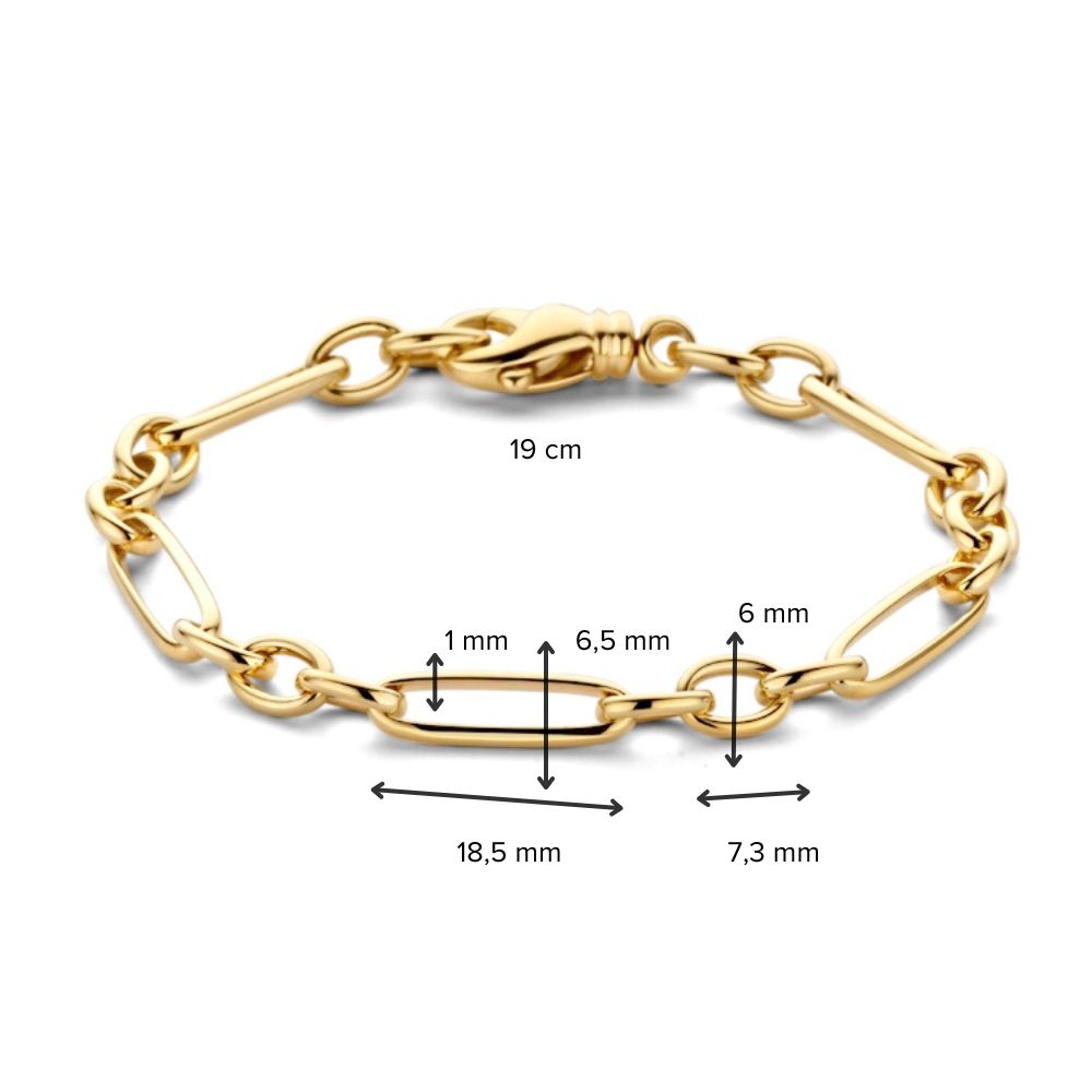 Pulsera de oro amarillo con eslabones alternos y cierre de langosta de lujo - 14 quilates, pulsera elegante de mujer