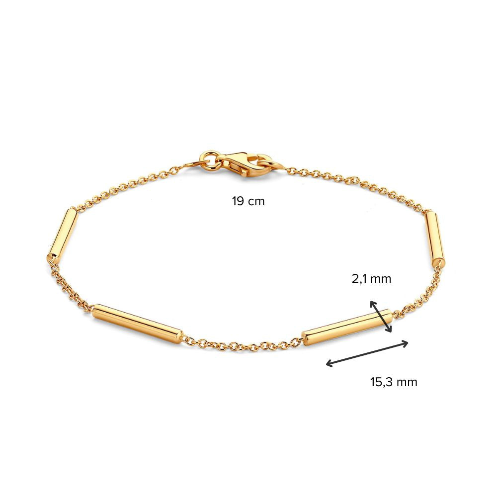 Pulsera de oro amarillo – 14 quilates, pulsera refinada de mujer, 19 cm