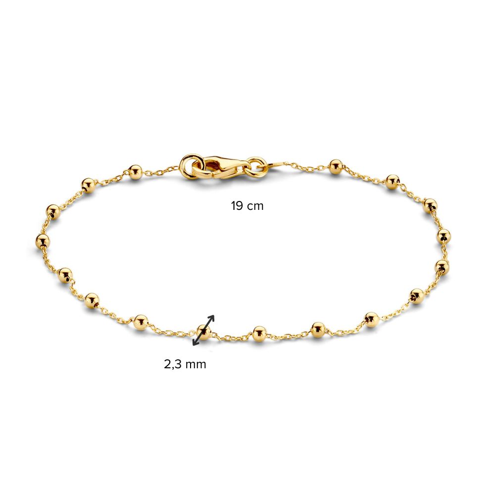 Gouden Armband met Bolletjes – 14 Karaat Geel Goud, Stijlvolle Armband voor Dames, 19 cm