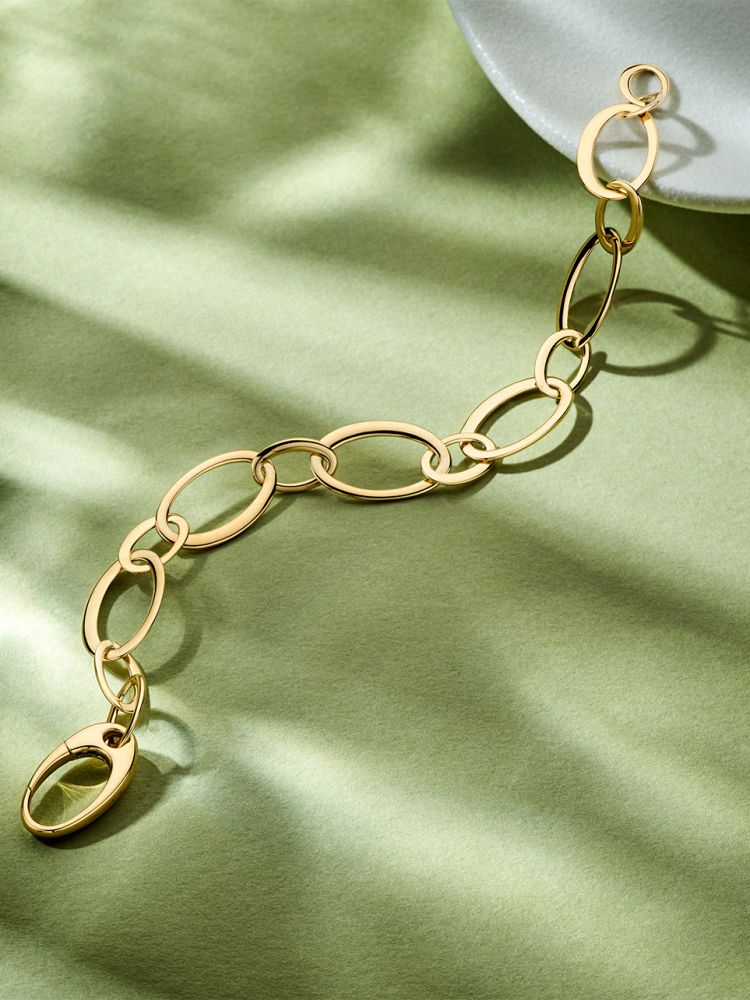 Pulsera de oro amarillo con eslabones planos, 14 quilates, 10,3 gr, 20 cm