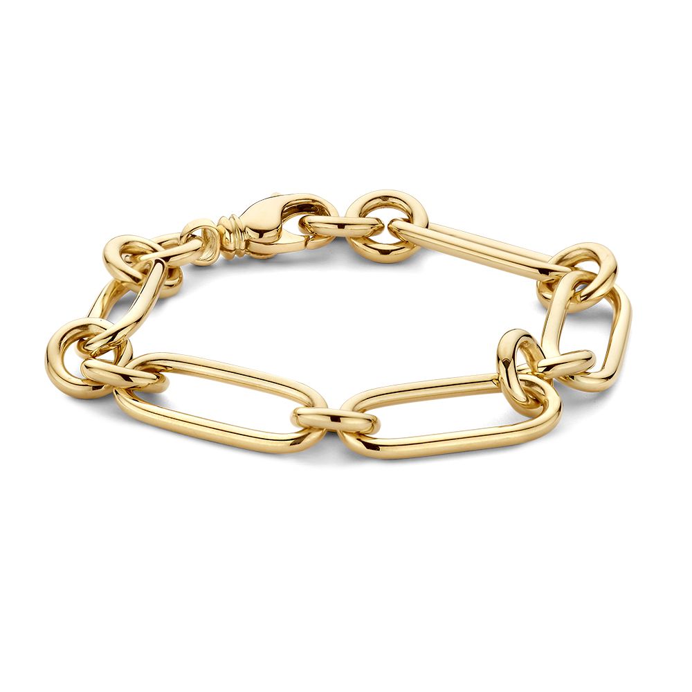 Pulsera de eslabones gruesos en oro de 14 quilates, con un diseño robusto y brillante.