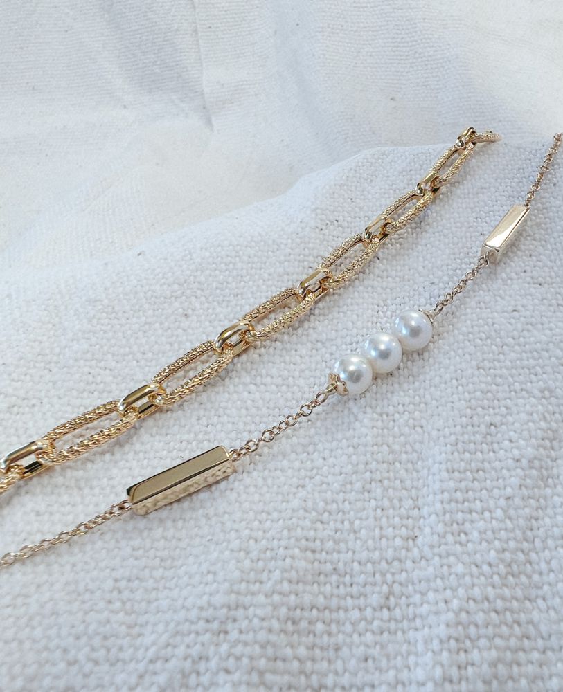 Pulsera de eslabones en oro amarillo con eslabones trabajados, 14 quilates, 4,0 gr, 19 cm