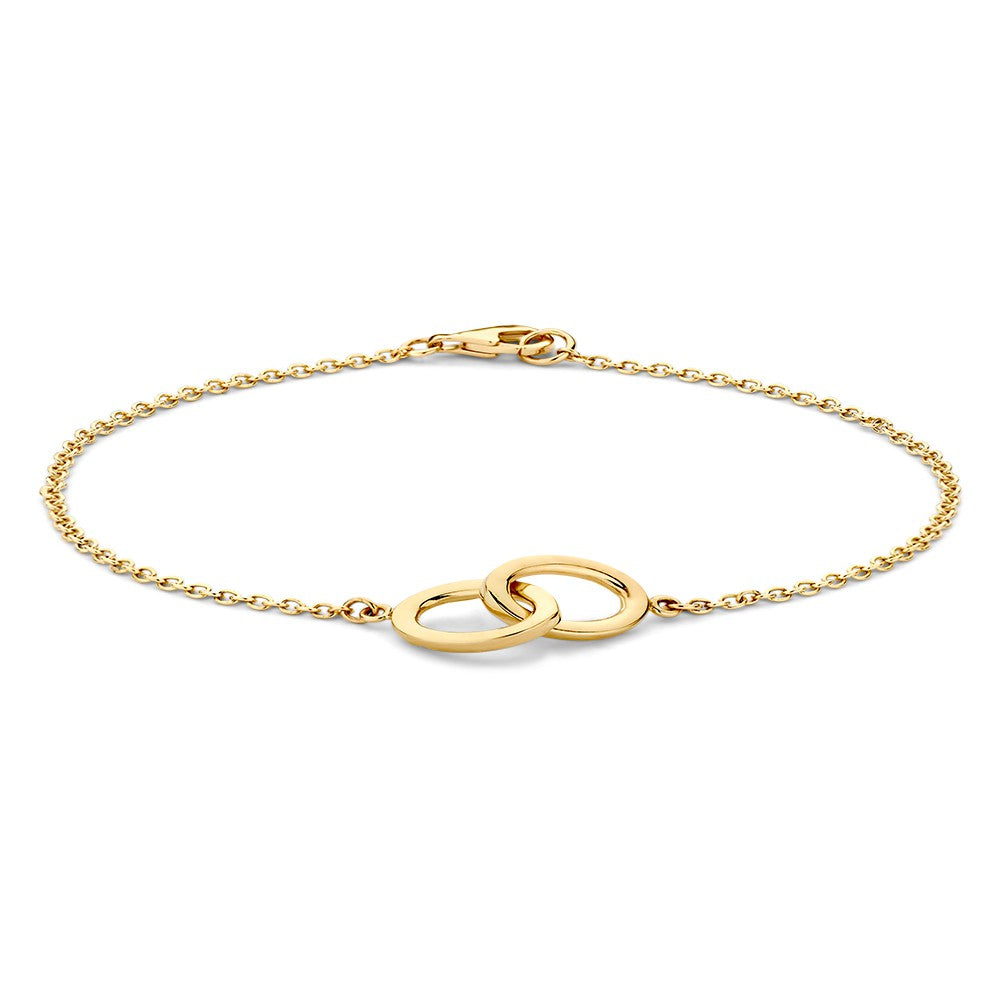 Pulsera dorada con eslabones ovalados conectados, de 14 quilates, diseño delicado para damas.