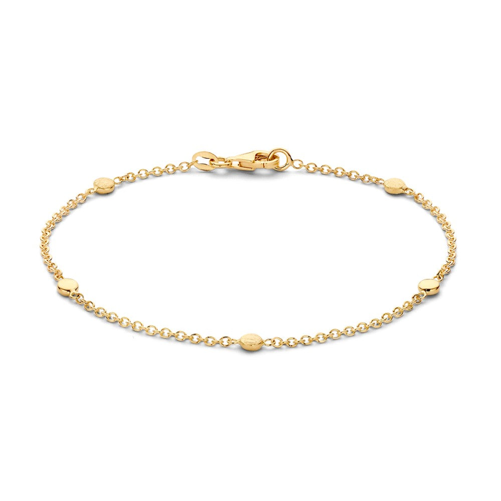 Pulsera de oro amarillo refinada de 14 quilates con elementos lujosos, 19 cm.