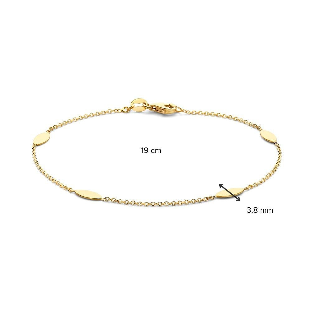 Pulsera de eslabones en oro amarillo con elementos ovalados – 14 quilates de oro