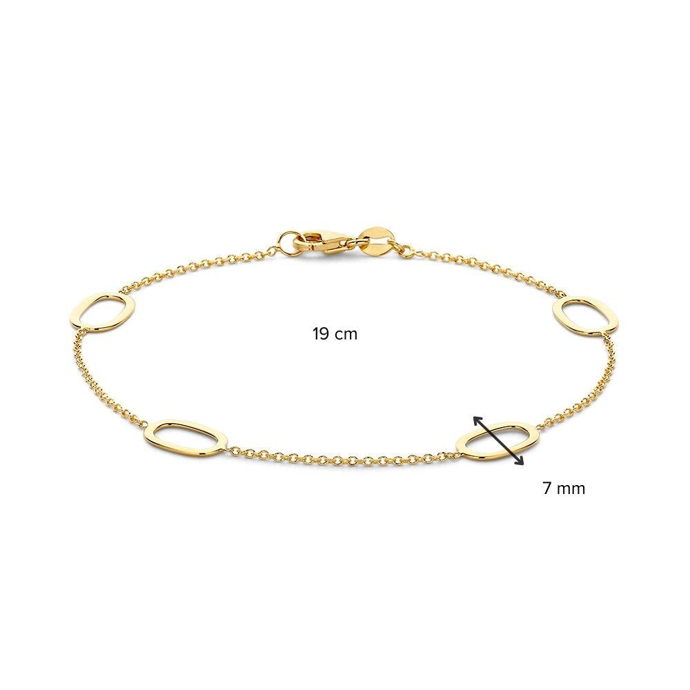 Pulsera de oro amarillo – 14 quilates de oro con óvalos calados