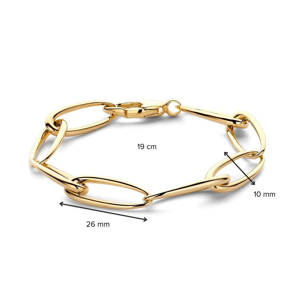 Pulsera de eslabones en oro amarillo con eslabones asimétricos – 14 quilates de oro