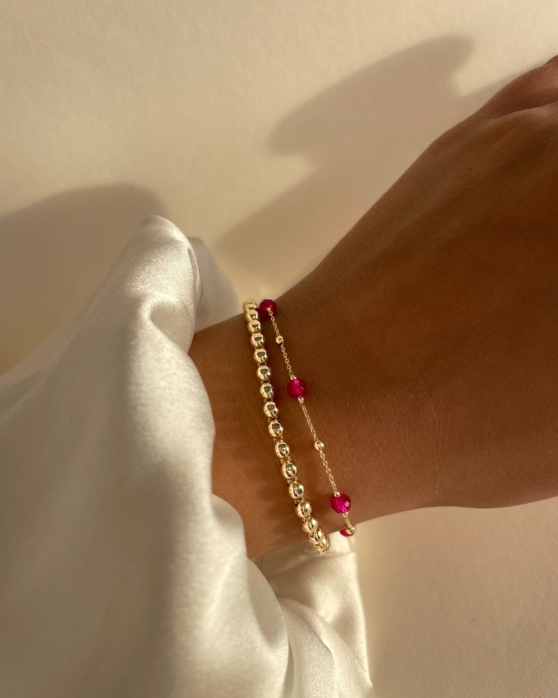 Pulsera de oro amarillo con bolitas de oro - Elegancia en simplicidad
