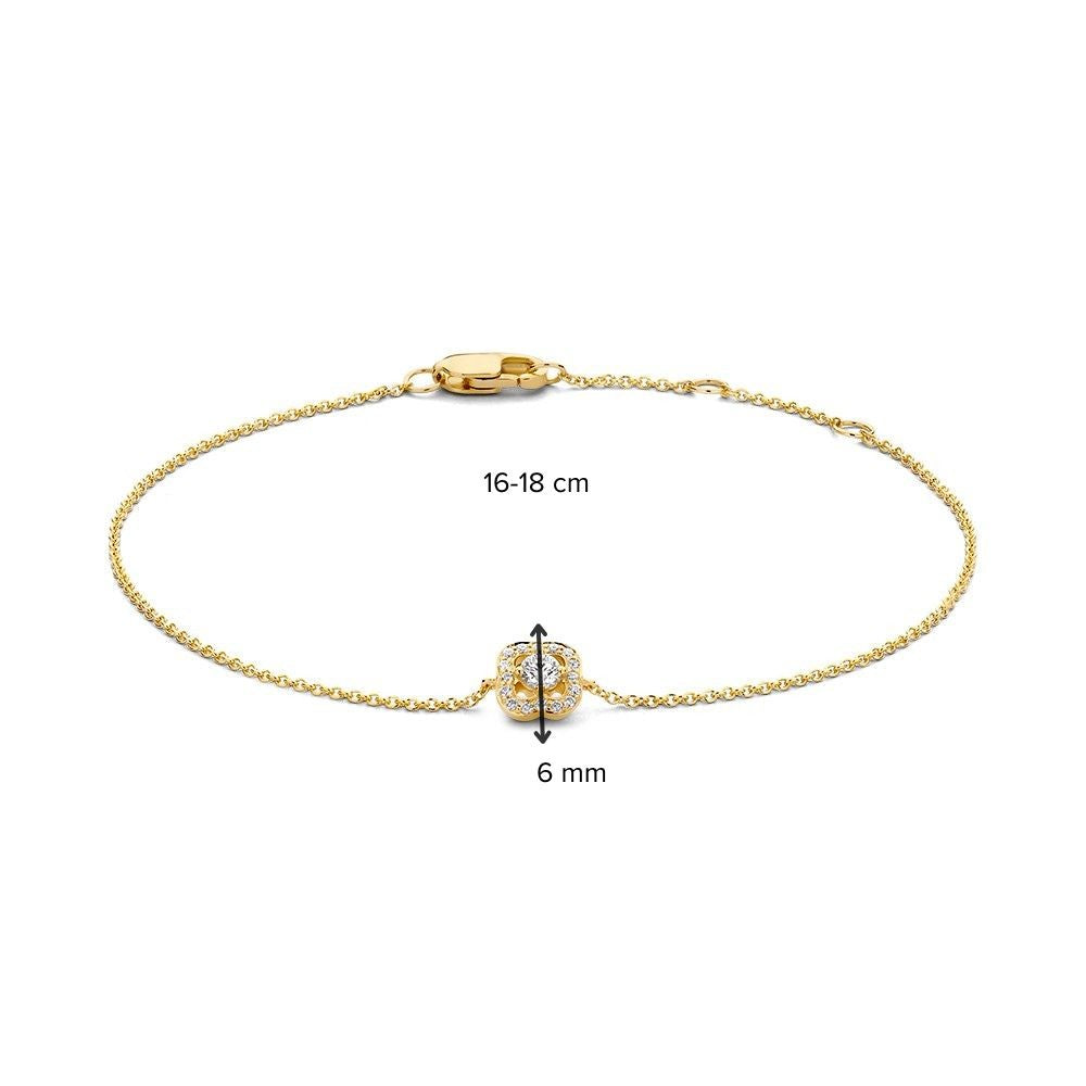 Pulsera de oro amarillo con diamantes de 14 quilates, 0,14 crt – 18 cm, Elegante y Lujoso