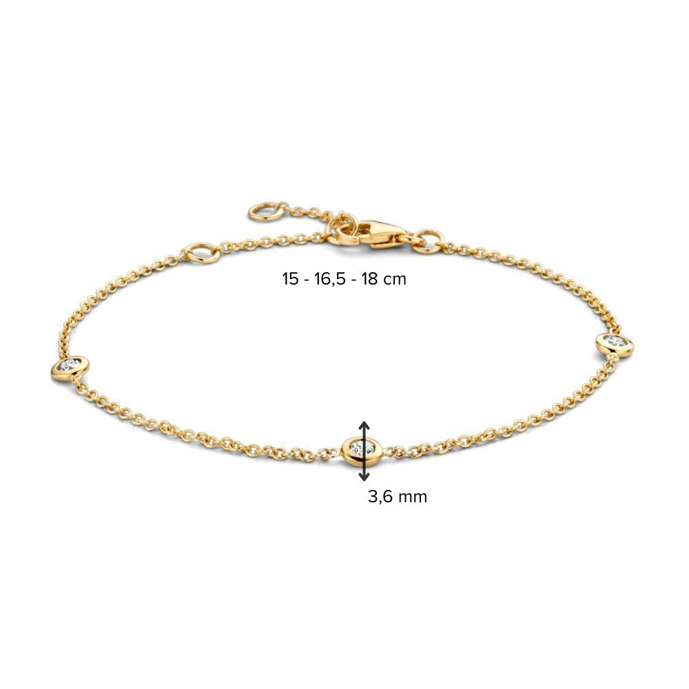 Pulsera de mujer en oro amarillo con diamantes brillantes de 0.15 quilates - Oro de 14 quilates, calidad H/SI-1 - Envío gratis
