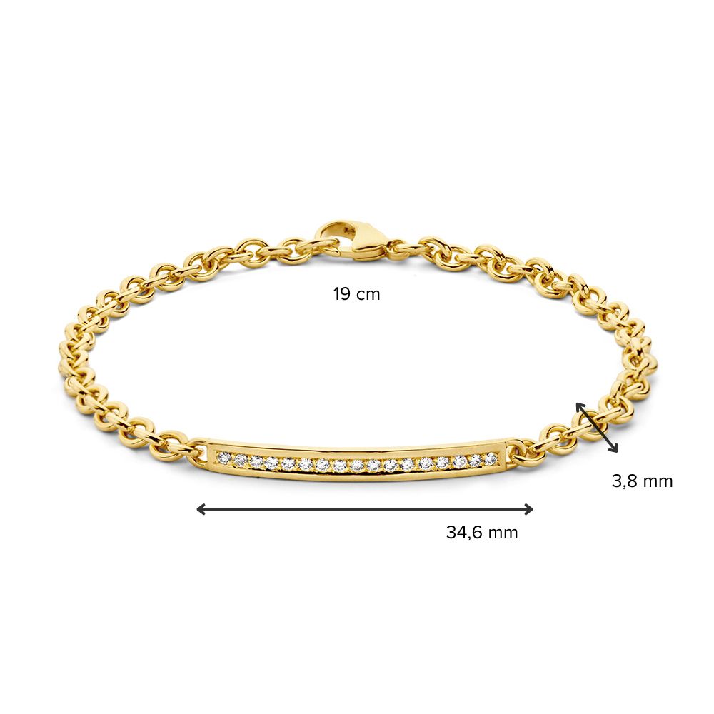 Pulsera de oro amarillo con diamantes de 14 quilates, 0,25 crt – 19 cm